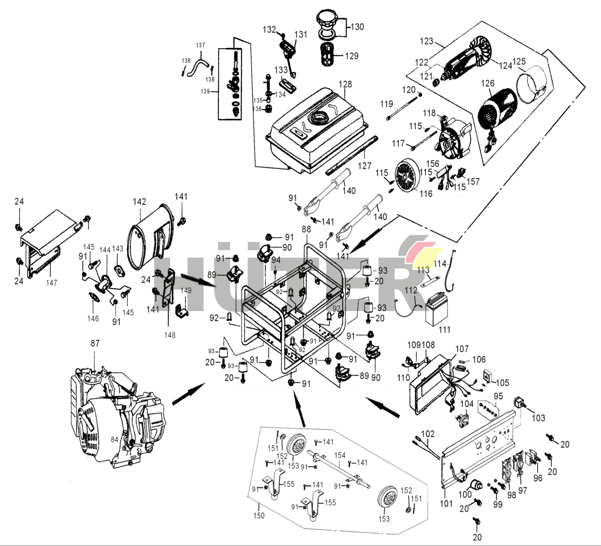 Запчасти для электрогенератора БГ 9500Р, Э Ресанта серии LBN 64/1/49